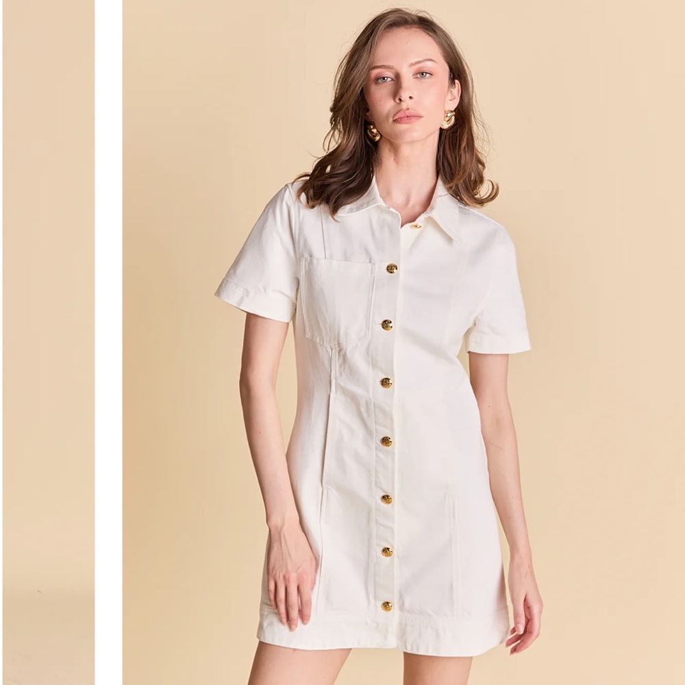 English Factory Off-White Denim Button Front Dress 3X